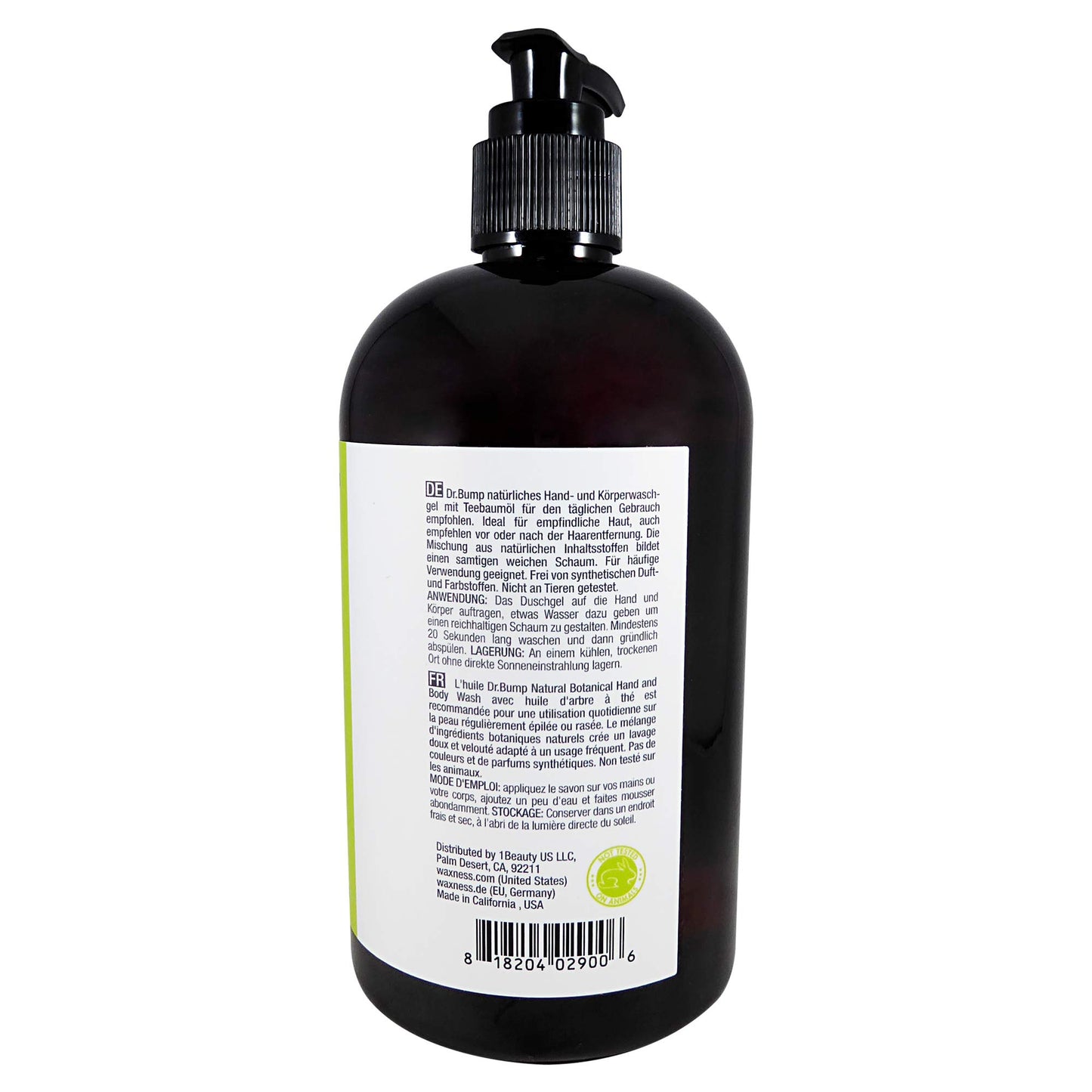 Waxness Dr. Bump Botanical Hand & Body Wash Tea Tree & Lemongrass 16 fl oz (480 ml) - Gentle Botanical Cleanser - Professional Skin Care - Made in USA Beauty and Personal Care Waxness