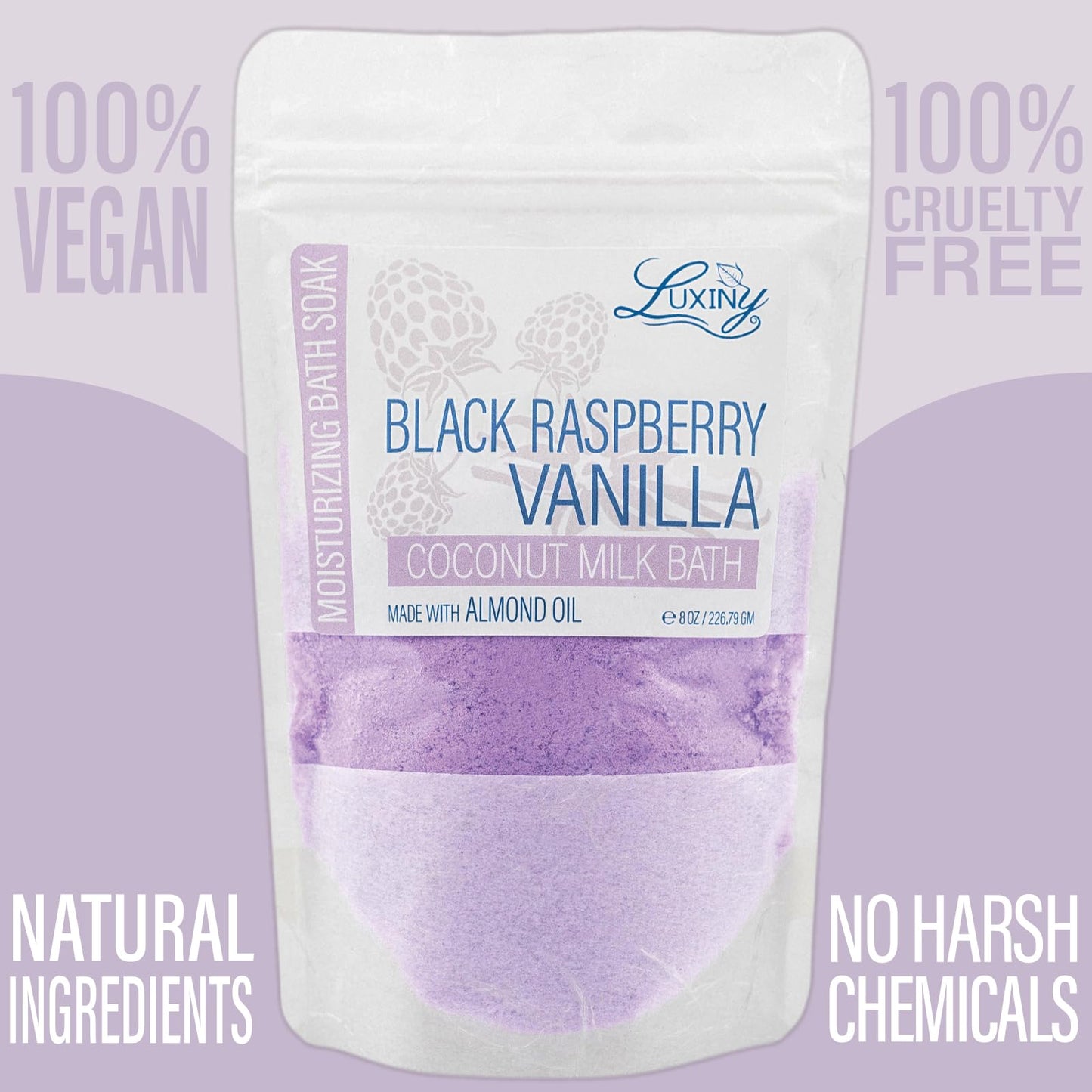 Luxiny Vegan Milk Bath Soak Made with Moisturizing Coconut Milk Powder & Sweet Almond Oil for a Bath Bomb Dust Soothing Fizz & Relaxing Soak, 8 oz.…