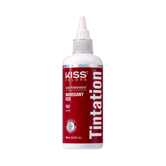 Red by Kiss Tintation Semi-Permanent Hair Color, Aloe Vera Water Based, Argan Oil, Olive Oil, Collagen & Keratin, Long-Lasting Color Dye (Mahogany