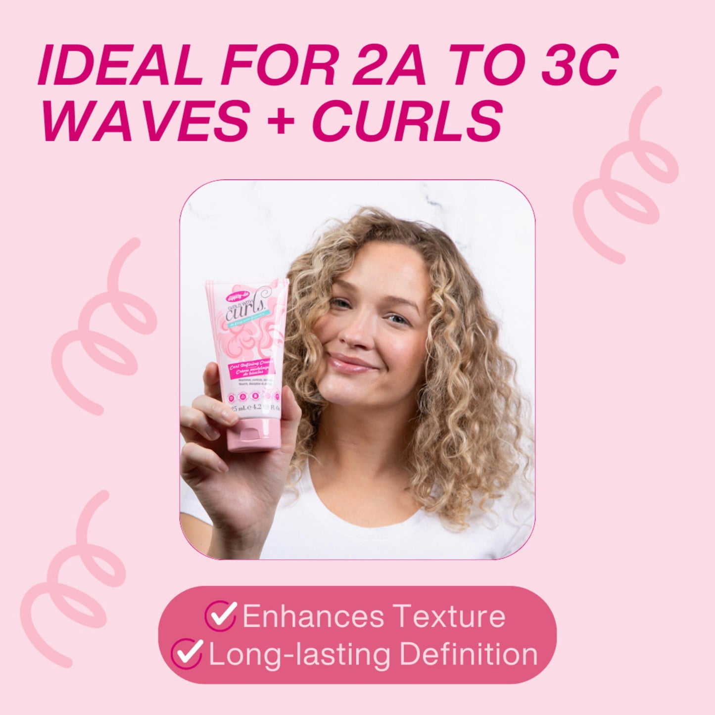 Dippity Do Girls With Curls Leave-In Curl Defining Cream, Anti-Frizz Styling for Curly & Wavy Hair, Smoothing Cream For Frizzy Hair, Shea Butter