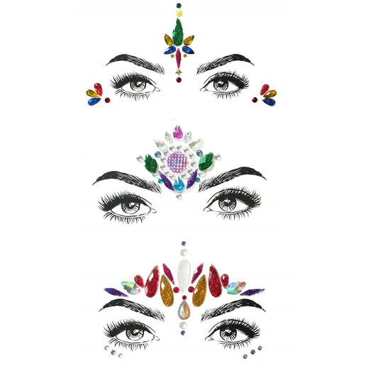 Christmas Face Gems,3PCS Crystal Body Glitter Face Stickers Festival Makeup Jewels Temporary Tattoo Glitter Rhinestone Adhesive for Face Eyes Body Beauty & Personal Care Cheeroyal