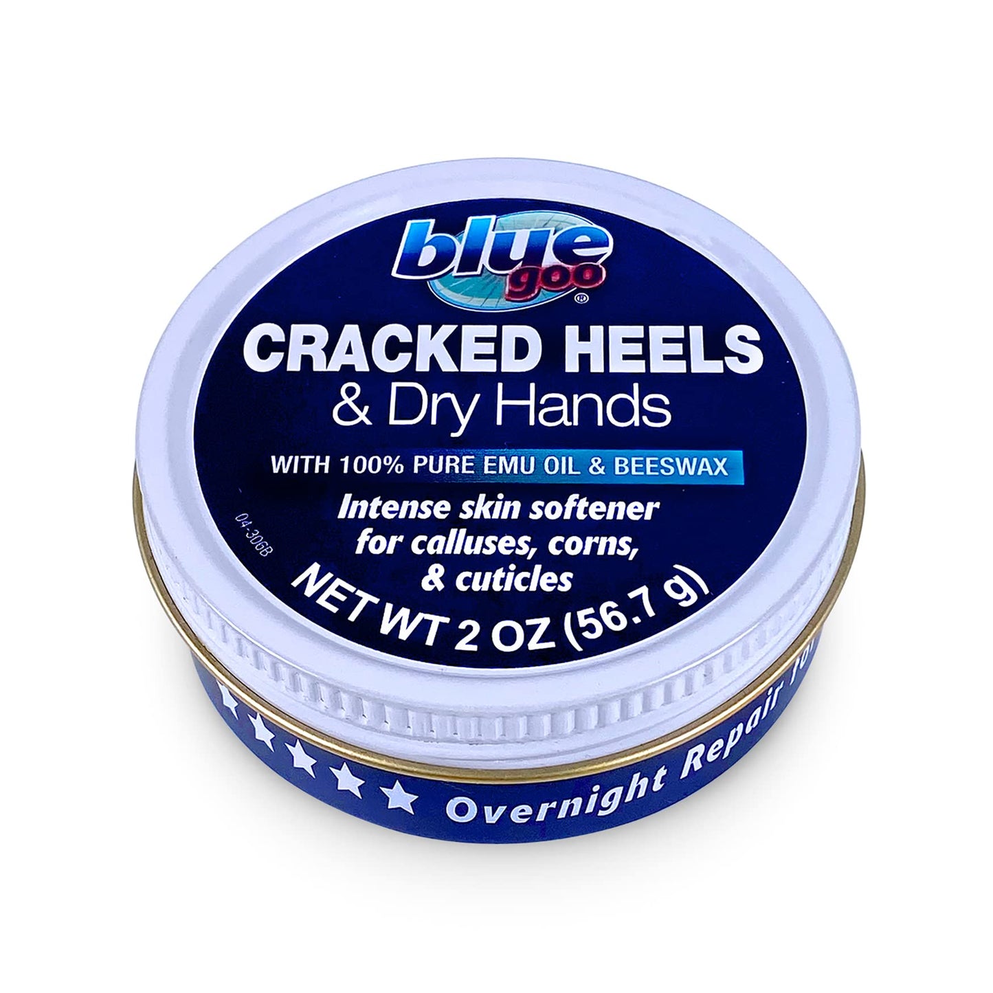Blue Goo CRACKED HEELS & DRY HANDS Skin Softener for Dry Feet, Hands, Hydrating and Smoothing, Moisturizer, Dryness Relief, 2 Ounce, made with 100%