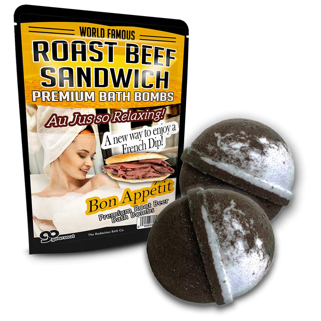 Roast Beef Sandwich Bath Bombs XL Root Beer Bath Bombs Luxury Bath Balls Funny Girlfriend Gags for Best Friends Bath and Body Gags for Men Funny Spa…