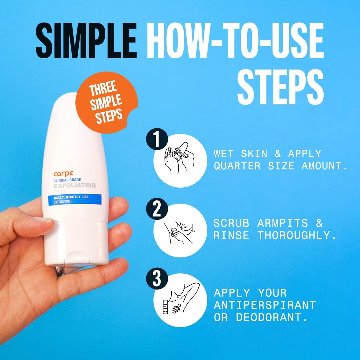 Carpe Exfoliating Underarm Scrub with Odor Protection, Underarm Exfoliator to Improve Deodorant Performance - Energizing Minty Fresh Smell - Armpit Beauty and Personal Care Carpe