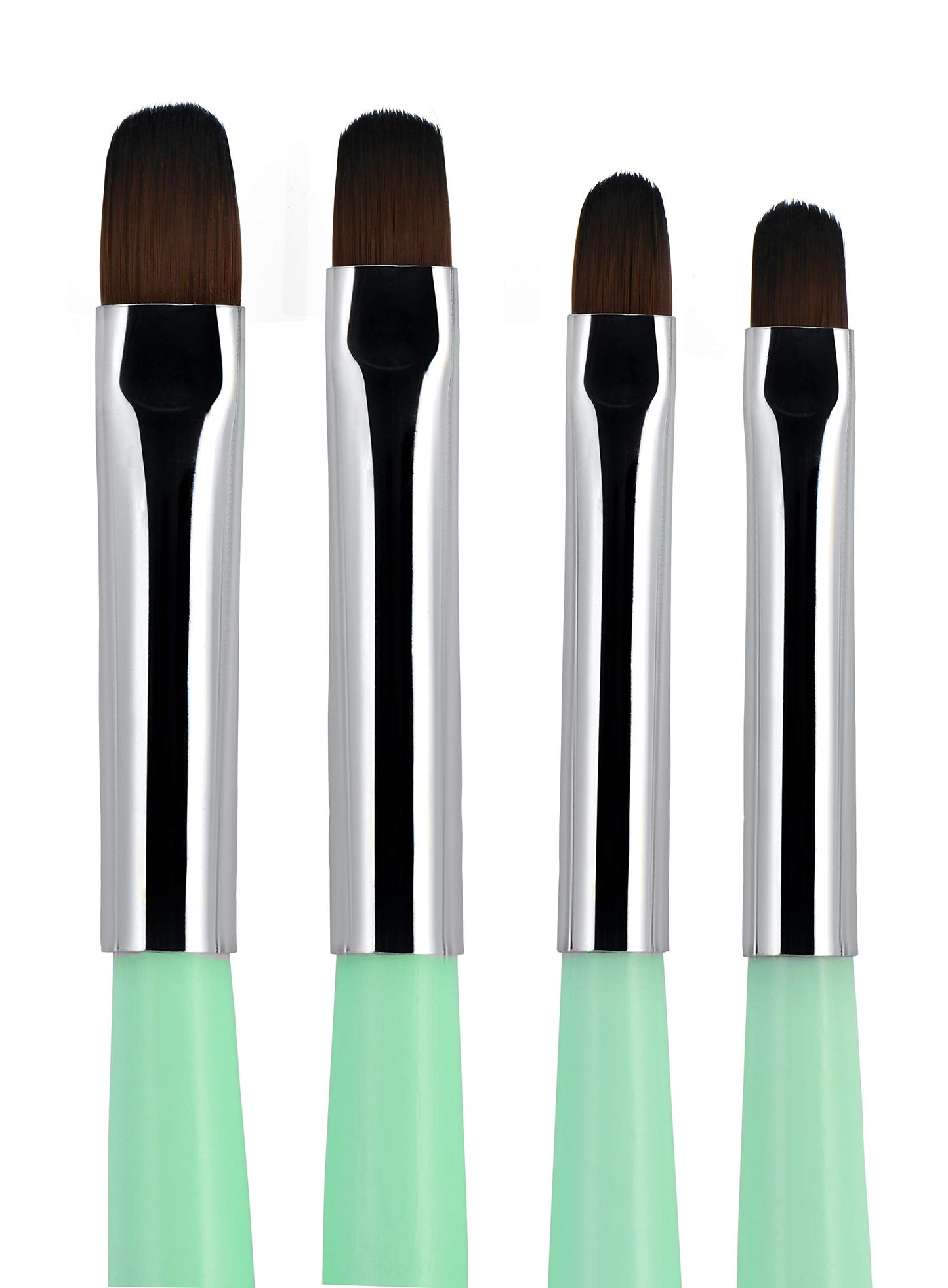 Beaute Galleria - 4pcs Acrylic UV Gel PolyGel Nail Art Brush Set (Size 6, 8, 10, 14), Nail Tips Builder Painting Pen Clean-Up Brush, Wooden Handle