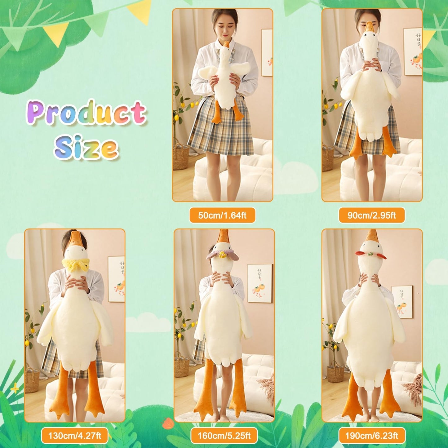 CottonStar Goose Stuffed Animal 20 Inch Cute Duck Plush Toy, Goose Plush Soft Swan Hugging Pillow, Gift for Kids and Friends, White