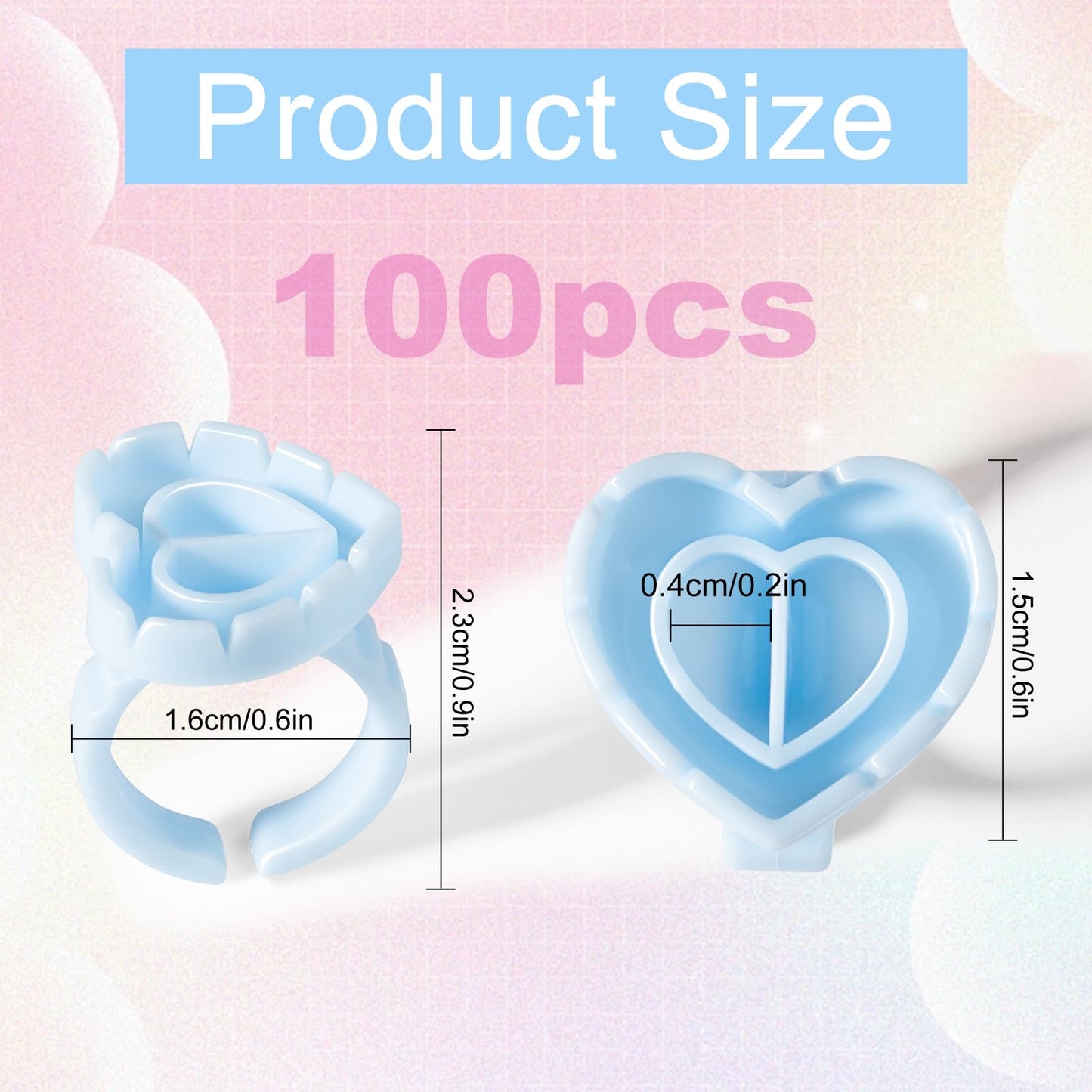 NXJ INFILILA Glue Rings for Eyelash Extensions 100PCS Disposable Rings For Lashes Lovely Heart Shape, Makeup Plastic Nail Art Glue Cups Lash Extension Beauty and Personal Care NXJ INFILILA
