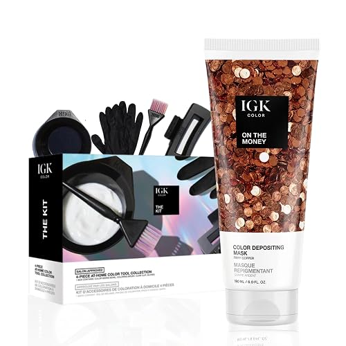 IGK On The Money | Fiery Copper Hair Gloss + Color Depositing Kit | Boost Shine, Enhance Copper Tones, Refresh Color | Semi Permanent At-Home