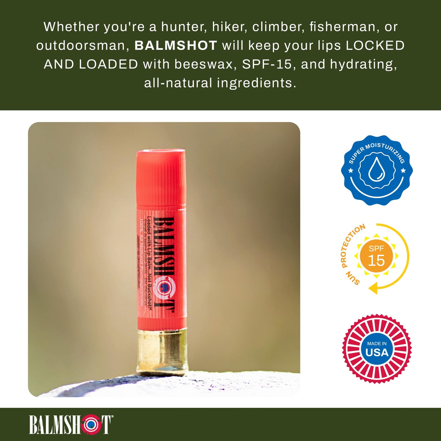 BALMSHOT Two Pack of 100% All Natural Pomegranate Lip Balm