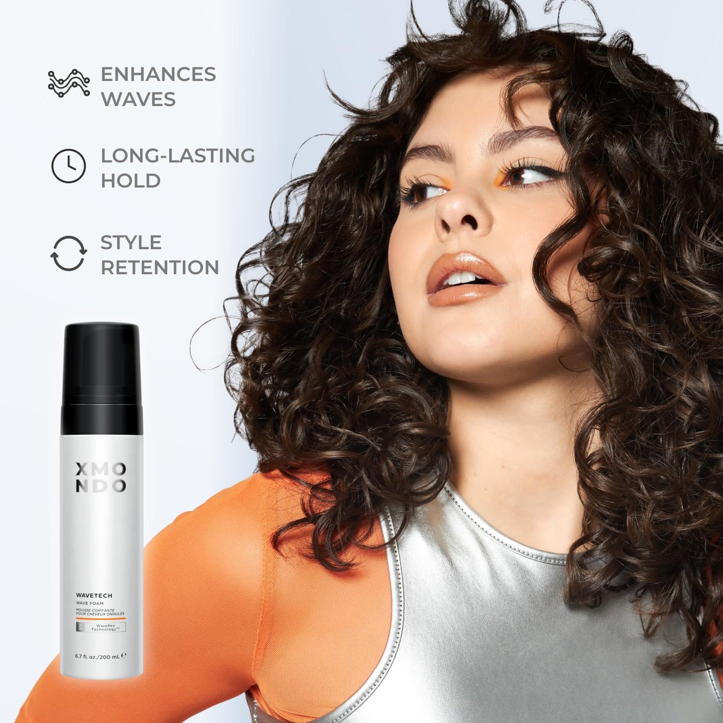XMONDO Hair Wavetech Wave Foam, Vegan Styling Foam for Wavy Hair with Pro-Vitamin B5 and Nutrients to Hydrate Hair, Enhance Natural Curl Pattern