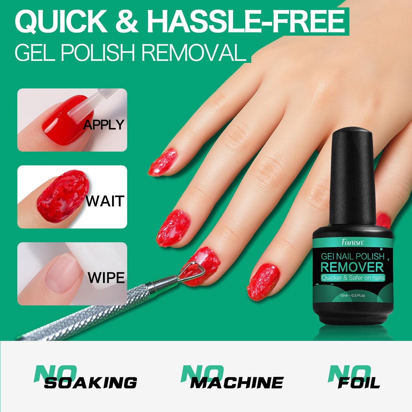 Gel Nail Polish Remover 2x15ml,3-5 Min Express Removal For Home DIY Beauty and Personal Care Fanisn