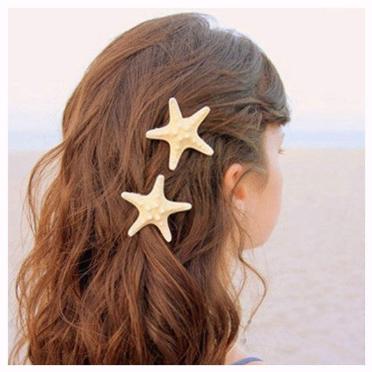 Aluinn Starfish Hair Clip Boho Barrettes Lovely Mermaid Beach Hair Hairpin Jewelry for Women Set of2