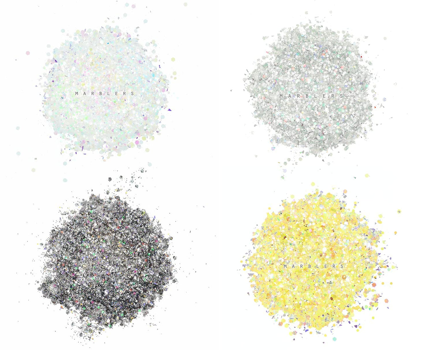 MARBLERS Holographic Glitter [Mixed 8 Color Set] 4oz (112g) | Chunky | Non-Toxic, Vegan, Cruelty-Free | Face, Body, Eyeshadow, Hair, Party Makeup |