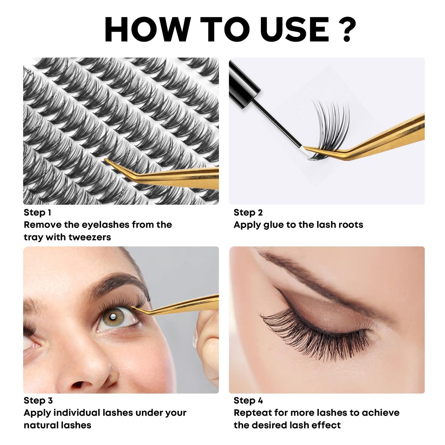 WONSIS Individual Lashes, Lash Clusters, 280 Pcs 40D Individual Lash Extensions, Natural Soft Lightweight Reusable, Thickness 0.07mm C Curl False Beauty and Personal Care WONSIS