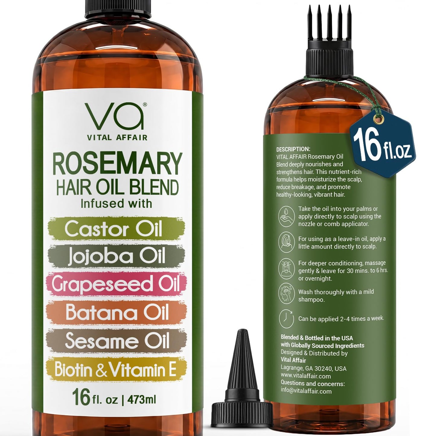 VITAL AFFAIR Blend Of Pure Rosemary Oil For Hair Growth With Castor, Batana, Jojoba Oil-Infused With Biotin & Vitamin E-Blend of Effective Hair Oils Beauty and Personal Care VITAL AFFAIR Default Title