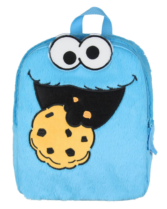 INTIMO Sesame Street Plush Cookie Monster Smile Face 12 Inch Backpack For Daily Use
