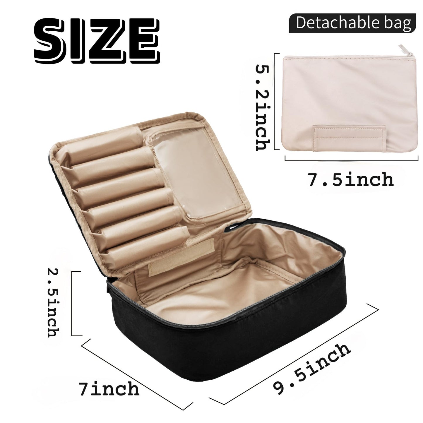 Queboom Travel Makeup Bag Cosmetic Bag Makeup Bag Toiletry bag for women and men (Black) Beauty and Personal Care Queboom