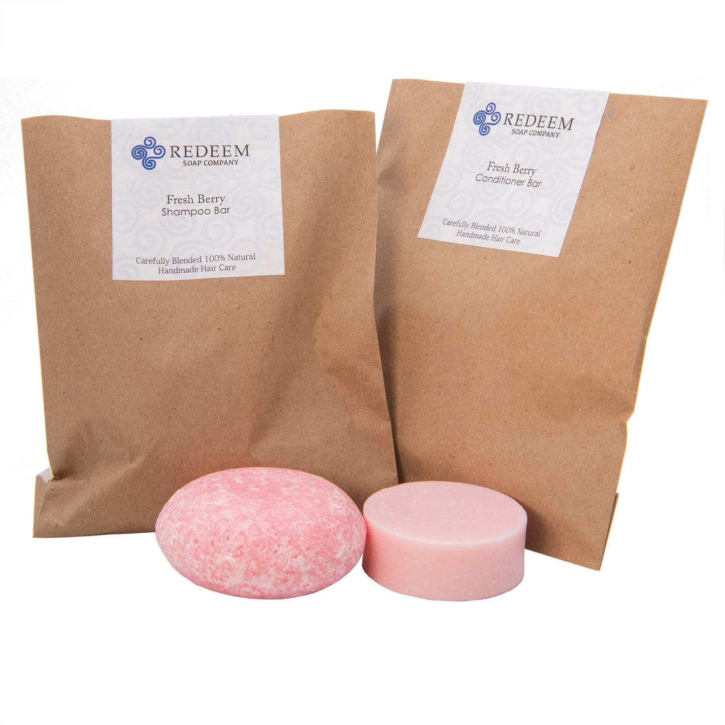 Redeem Soap Company Fresh Berry Shampoo & Conditioner Bar Set - Made in USA - 3oz Shampoo + 1oz Conditioner - Zero Waste, Plastic-Free, SLS & Paraben