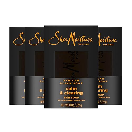 SheaMoisture Bar soap African Black Soap 4 count Soothe and Clarify Skin Soothing and Clarifying bar soap with 24h shea moisture nutrients