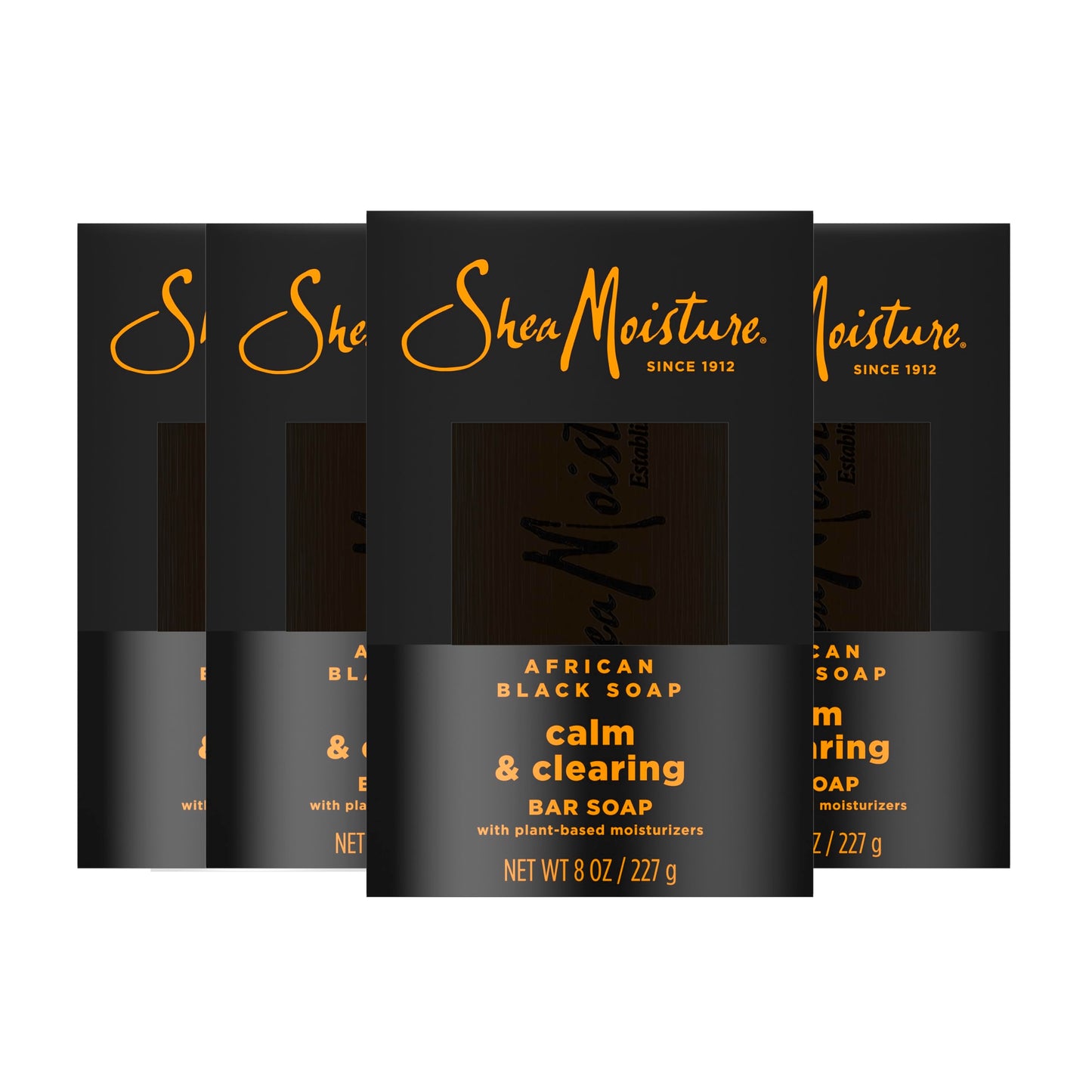 SheaMoisture Bar soap African Black Soap 4 count Soothe and Clarify Skin Soothing and Clarifying bar soap with 24h shea moisture nutrients