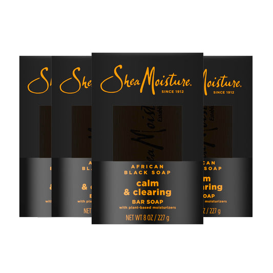 SheaMoisture Bar soap African Black Soap 4 count Soothe and Clarify Skin Soothing and Clarifying bar soap with 24h shea moisture nutrients