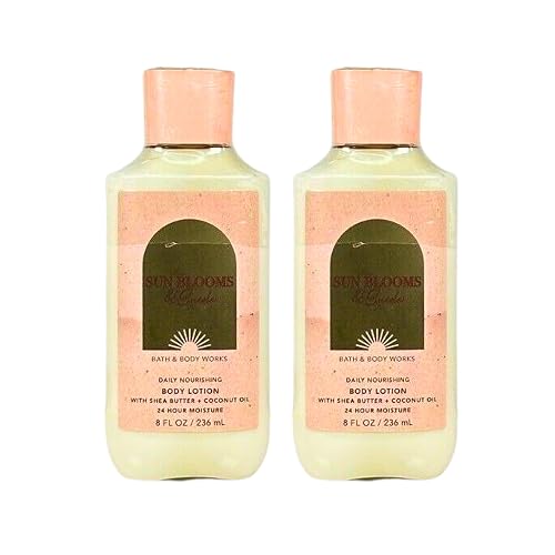 Bath & Body Works Body Lotion Pack of 2, 8oz Each (Sun Blooms Suede)