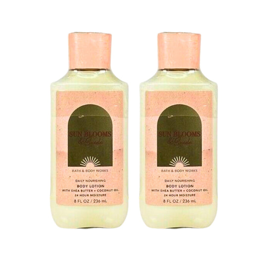 Bath & Body Works Body Lotion Pack of 2, 8oz Each (Sun Blooms Suede)