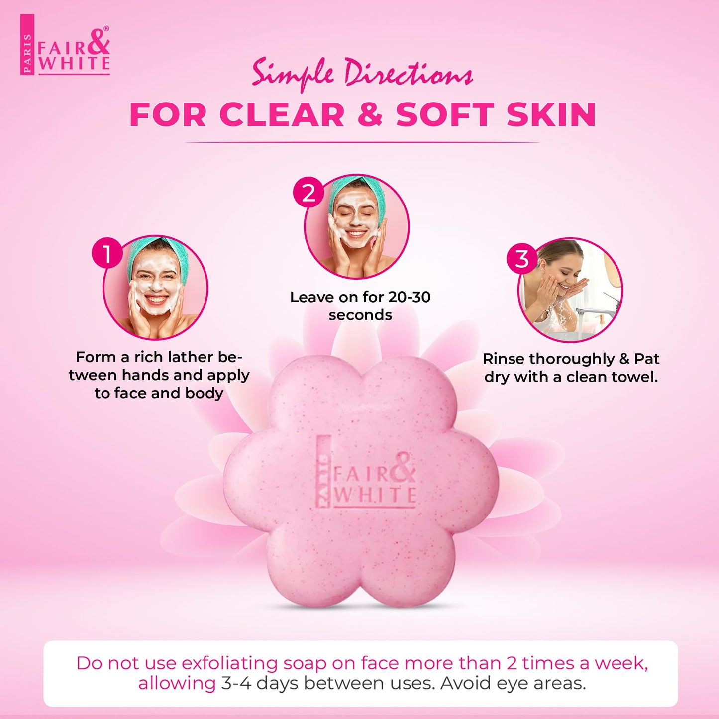 Fair & White So White Skin Brightening Soap - 200g / 7 oz - Exfoliating Soap, Helps to Reduce Blemishes on: Body, Knees, Underarms, Armpit