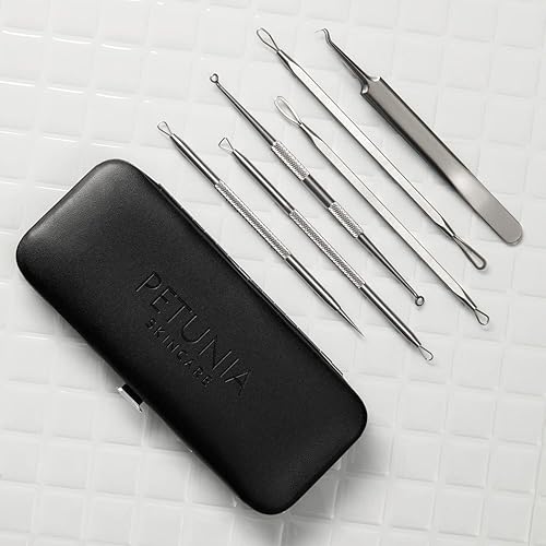 6 Piece Set Pimple Popper Blackhead Remover and Acne Extractor Kit Specifically Treats Face Blemishes Zits and Whiteheads - Perfect Stocking Stuffer