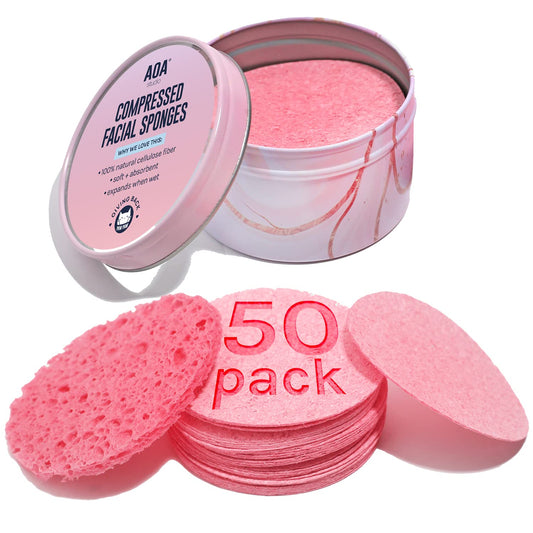 AOA Studio 50-Count Compressed Facial Sponges 100% Natural Cosmetic Spa Sponges for Facial Cleansing, Exfoliating Mask, Remove for Makeup, Dead Skin Beauty & Personal Care AOA STUDIO