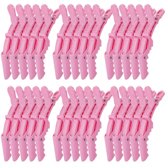 Kipeber 30 Pcs Plastic Alligator Hair Clips, Pink Hair Clips for Styling Sectioning, Professional Hair Styling Clips for Women with Wide Teeth
