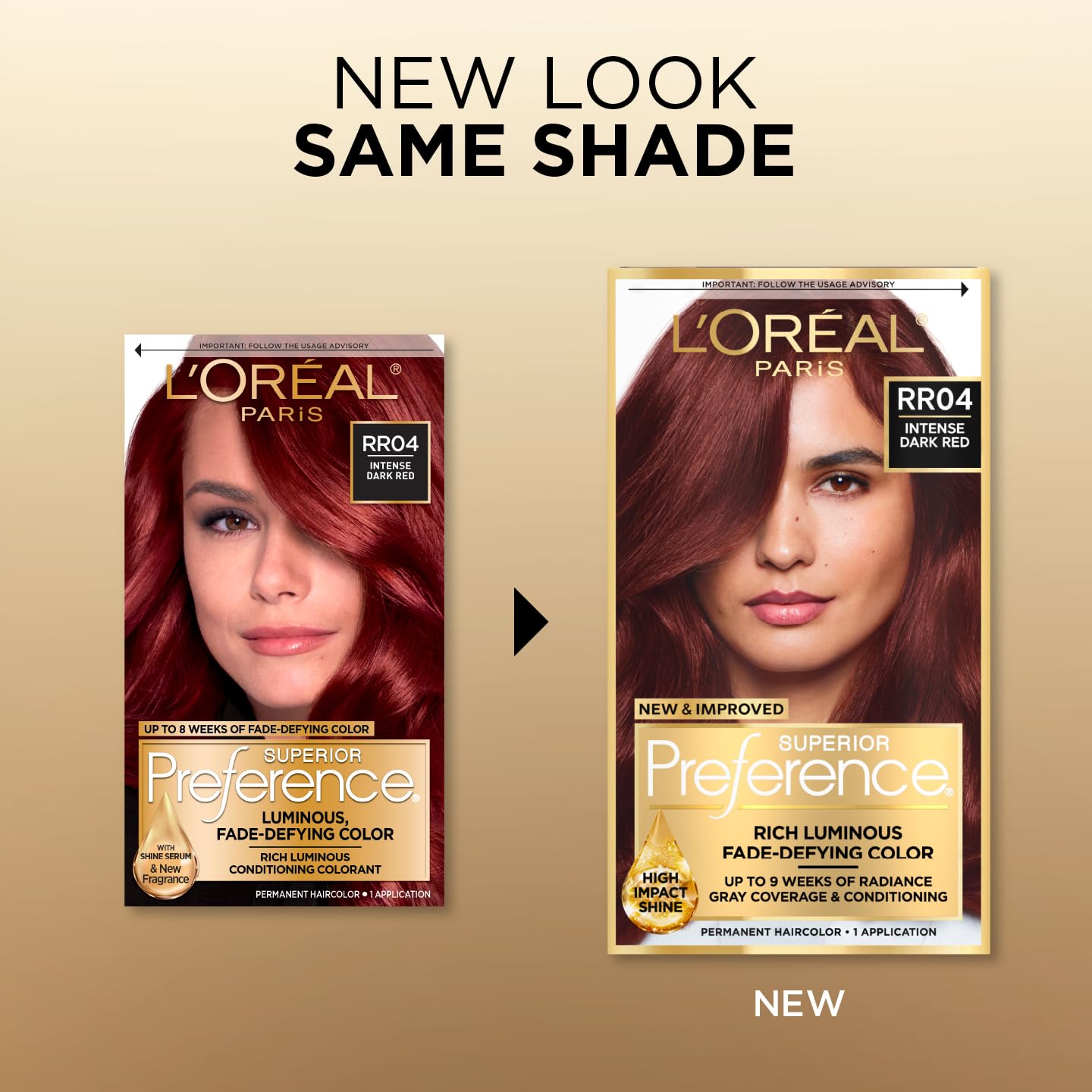 L'Oreal Paris Superior Preference Luminous Fade-Defying Permanent Hair Color, Hair Dye For Up to 9 Weeks of Radiance, Intense Dark Red RR-04, 1 Hair