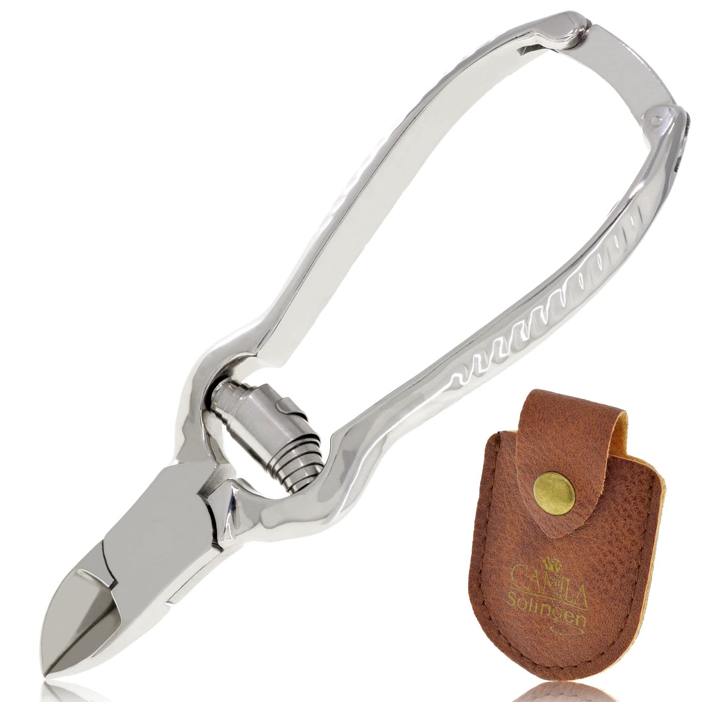 Camila Solingen CS13 Large Heavy Duty Toe Nail Clipper for Thick Toenails, Manicure & Pedicure, Double Barrel Spring. Super Sharp Trimmer Curved
