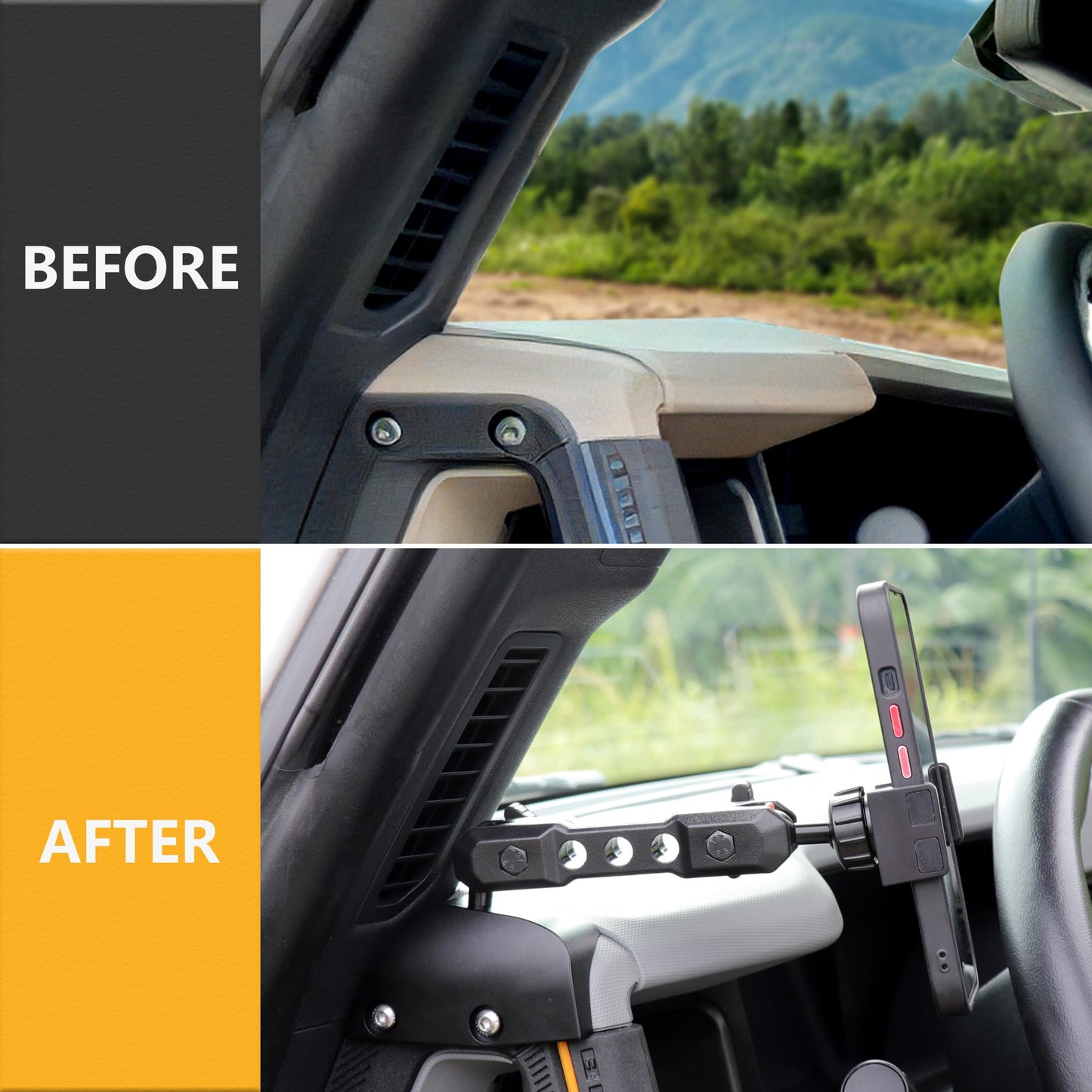 RERPRO Dash Phone Mount Holder Driver Side Compatible with 2021 2022 2023 2024 2025 New Ford Bronco 2/4 Door Interior Accessories Dashboard Cell…