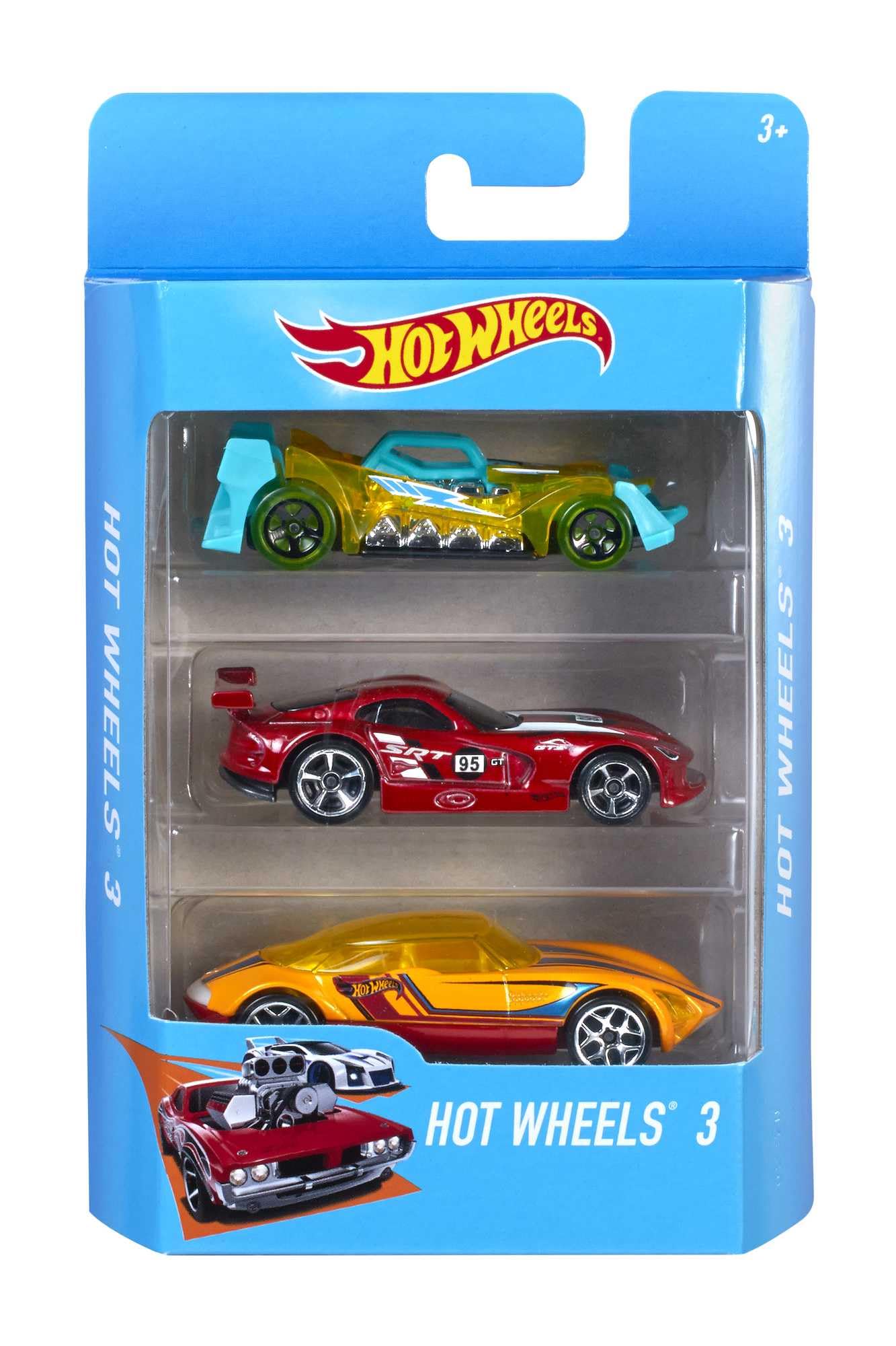 Hot Wheels 3 Car Pack, Multipack of 3 Hot Wheels Vehicles, Instant Starter Set, Collection of 1:64 Scale Toy Sports Cars, Rolling Wheels, For Kids 3…