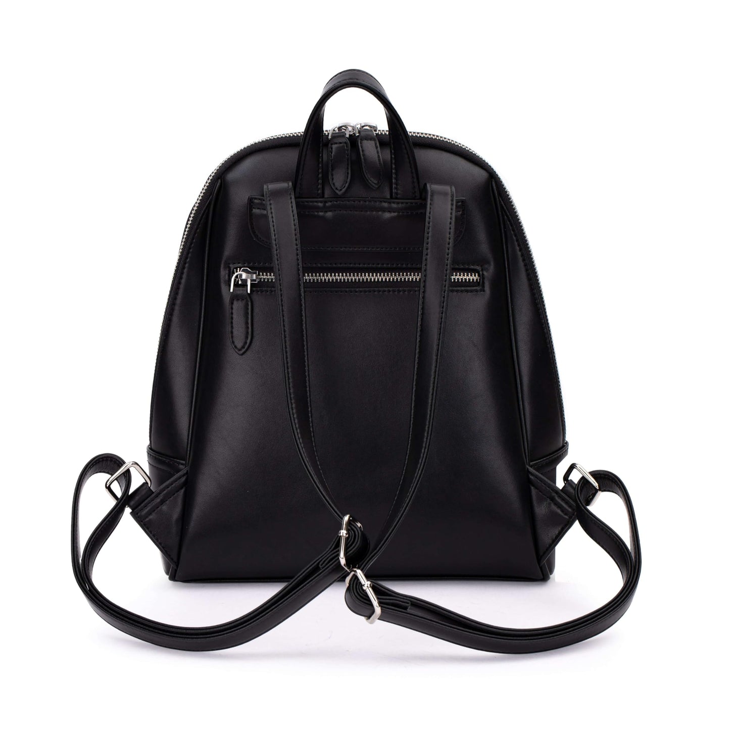 DOSHI Slim Black Backpack Purse - Durable Microfiber Vegan Leather Women’s Backpack, Luxury Lightweight with Zip & Slip Pockets