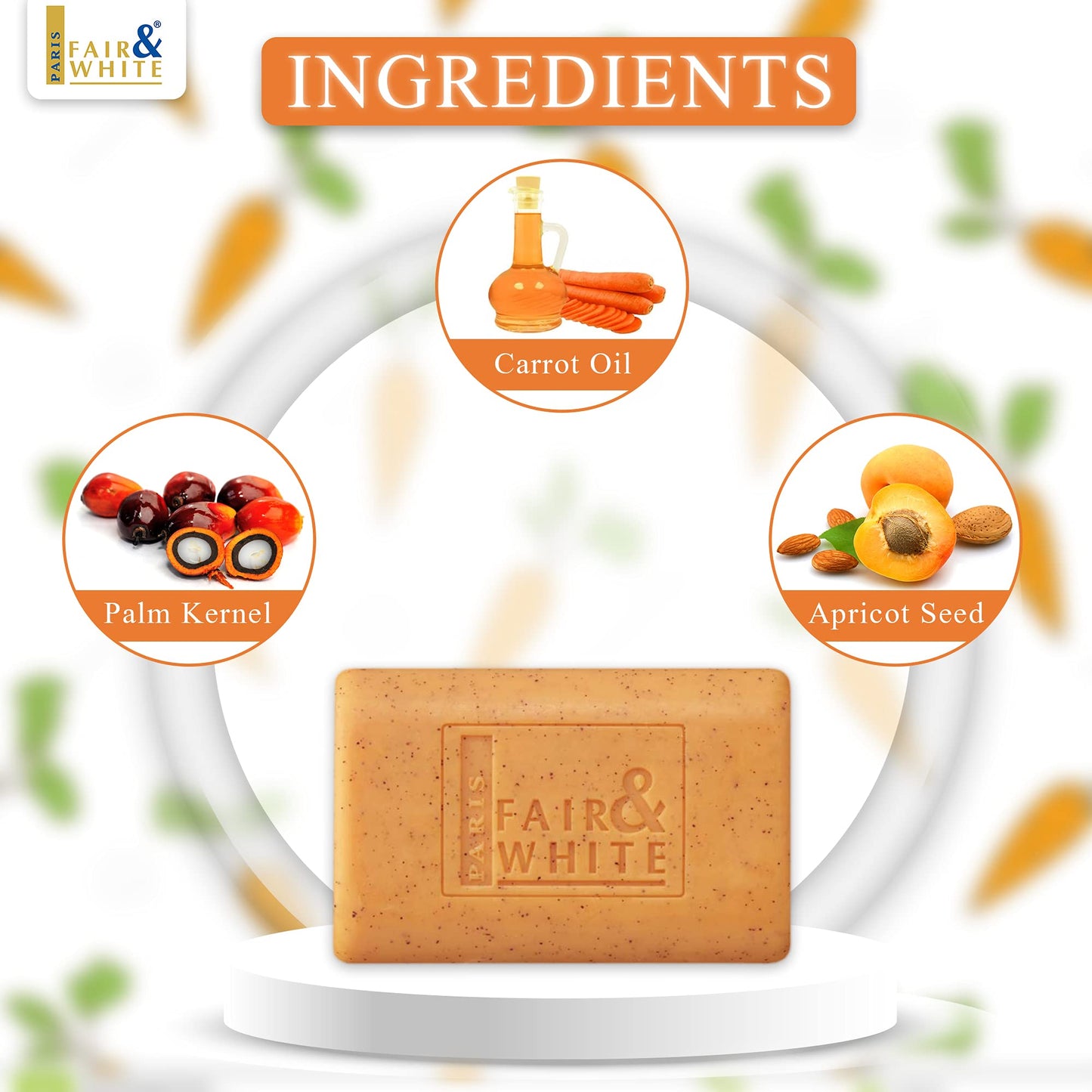 FAIR & WHITE Original Exfoliating Soap - Repairing & Nourishing, 200g / 7oz with Carrot Oil
