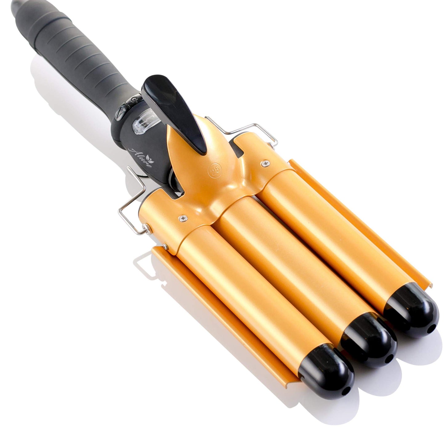 Alure Three Barrel Curling Iron Wand with LCD Temperature Display - 1 Inch Ceramic Tourmaline Triple Barrels, Dual Voltage Crimping Tool, Best Hair