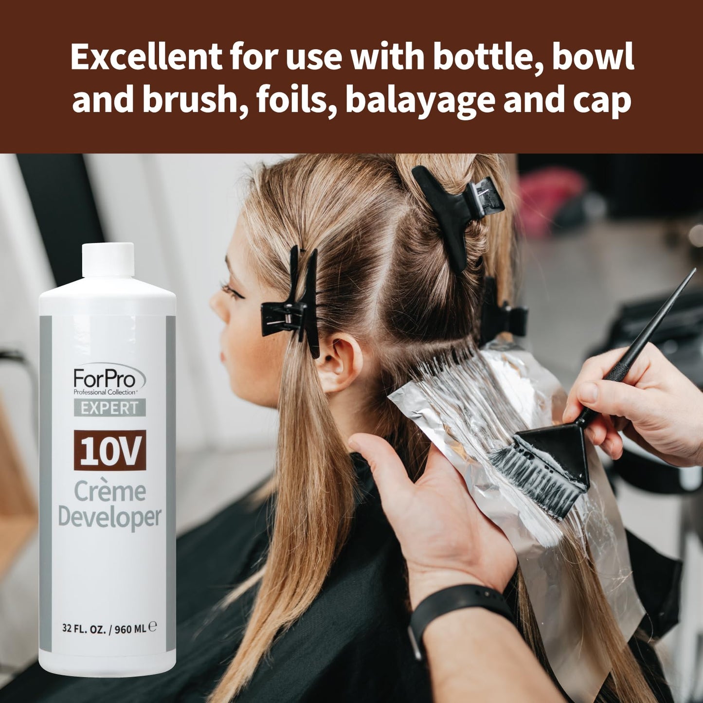 ForPro Expert 10 Volume Crème Developer, 32 Fl Oz - for Hair Lightening, Gray Coverage & Color Deposit with Minimum Lift