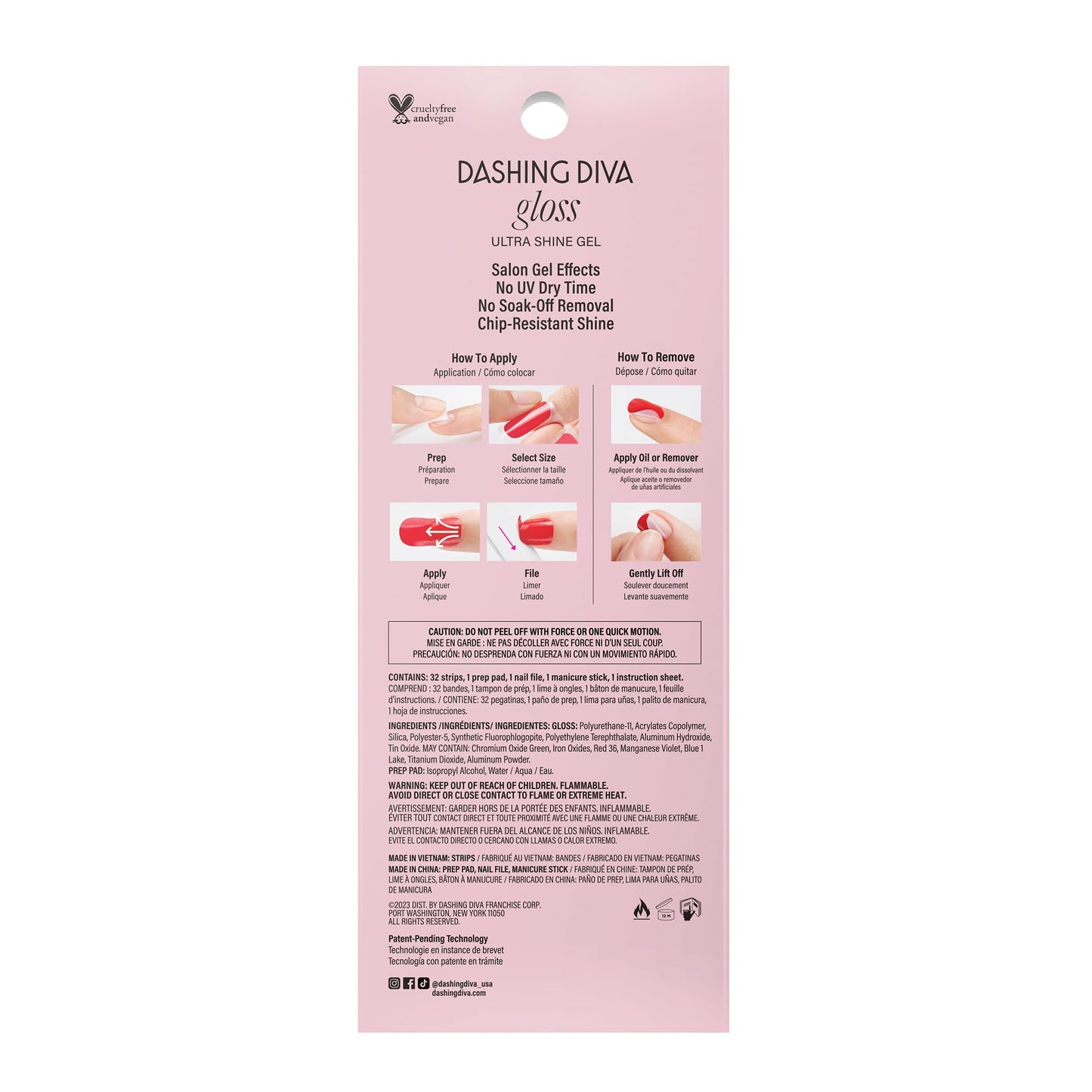 Dashing Diva Gloss Nail Strips - Fig Pop | UV Free, Chip Resistant, Long Lasting Gel Nail Stickers | Contains 32 Nail Wraps, 1 Prep Pad, 1 Nail File Beauty & Personal Care Dashing Diva