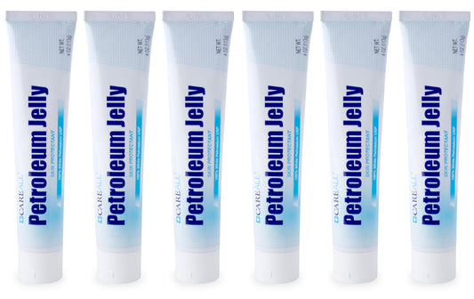 CareALL Petroleum Jelly 4 Oz. Tube (6 Pack), Unscented, 100% Pure White Petrolatum Jelly USP, Moisturizer for Dry Cracked Skin and Lips, Protectant