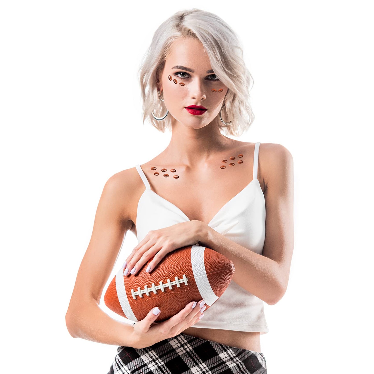 PAGOW 50 Grams Football Party Table Confetti, Rugby Ball Shape Sport Game Day Glitter Festival Rave Beauty Makeup Face Body Nail Art Decoration