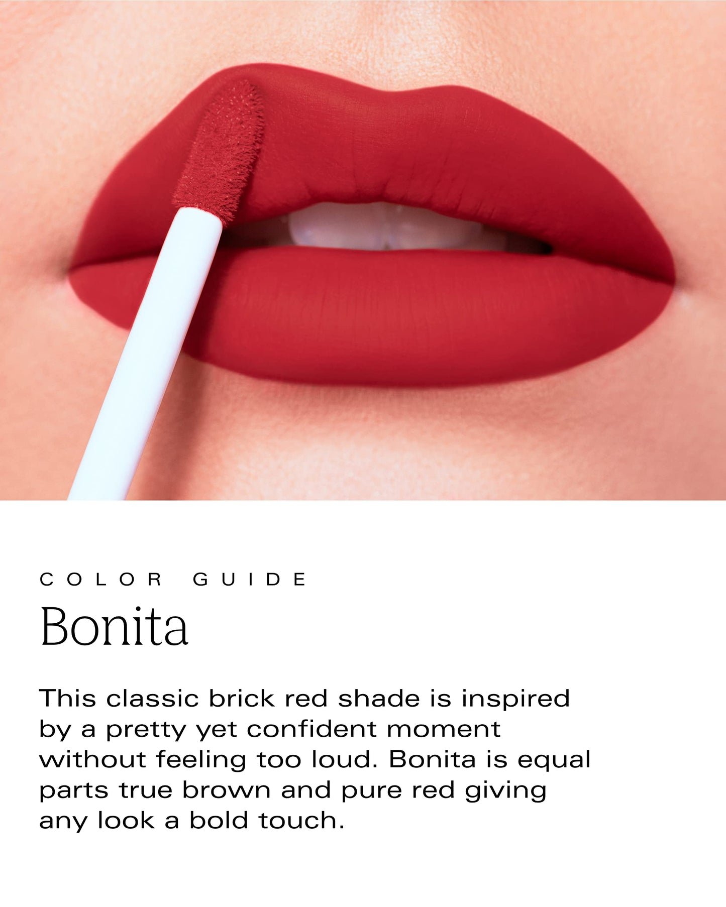 PDL Cosmetics Bold Aspirations Liquid Lipstick (Bonita) | Highly Pigmented Smooth Matte Finish | Brick Red Tone | Long Lasting, Non-Transfer