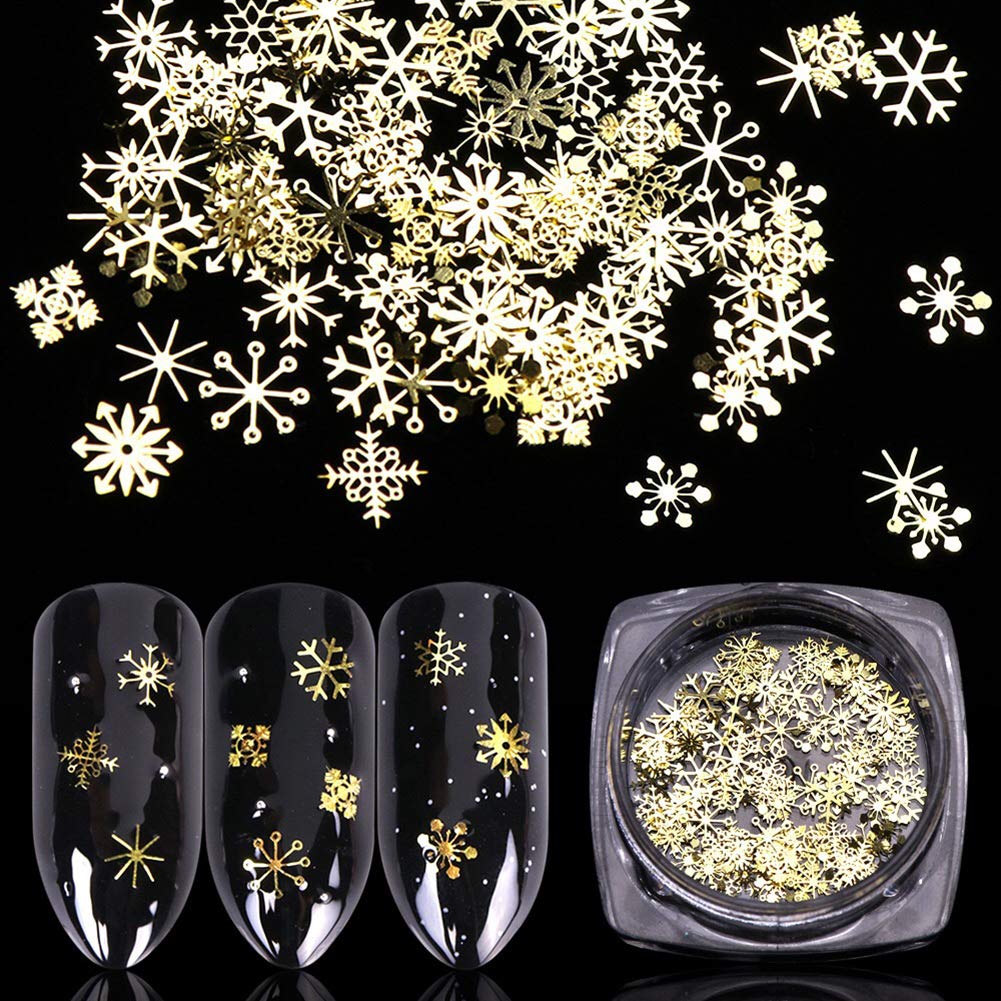 Simliber 1 Sets/3Boxes 3D Snowflake Sequins for Nail Art Decoration Glitter Set Sparkly DIY Nail Accessories Christmas Nail Designs Trendy Christmas