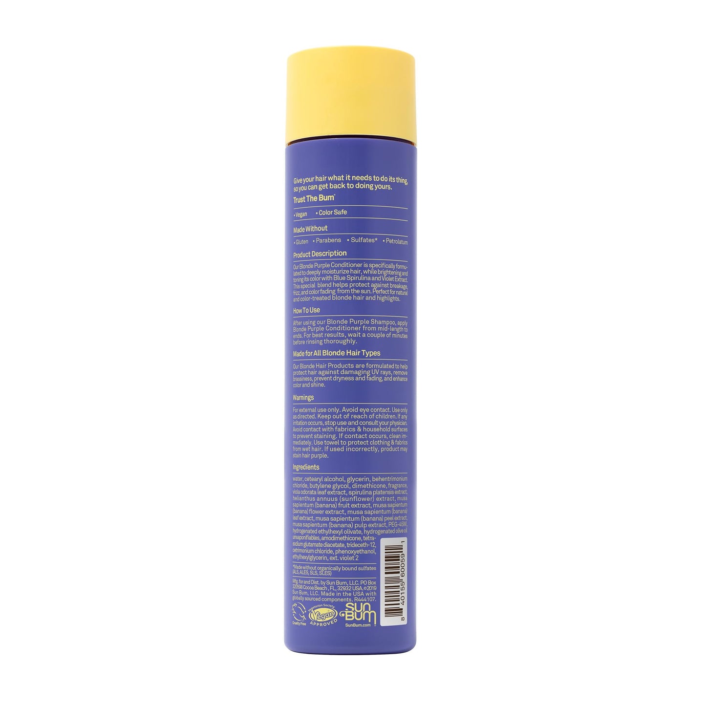 Sun Bum Blonde Purple Conditioner - Moisturizing and Brightening Formula - UV Protecting and Color Enhancing and Toning Hair Treatment for Blonde Hair