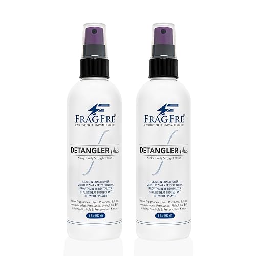 FRAGFRE Detangler plus Styling Hair Spray 8 oz (2-Pack Gift Set) - Heat Protectant and Blowout Spray - Leave in Conditioner for Sensitive Skin