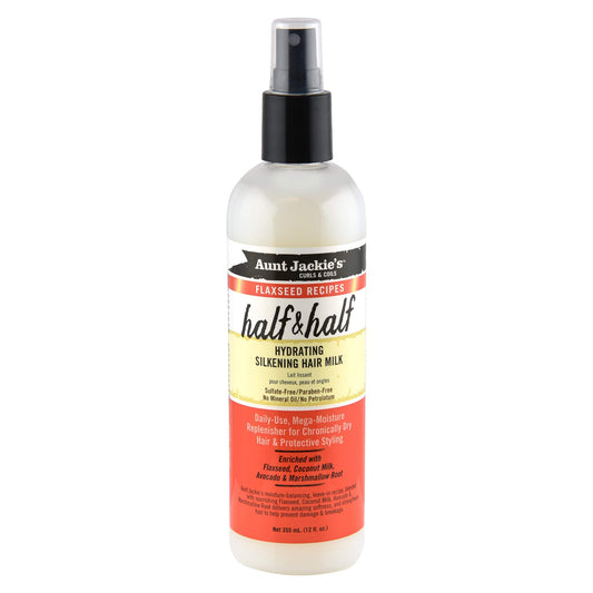Aunt Jackie's Flaxseed Recipes Half & Half, Hydrating Silkening Hair Milk, For Daily Use, Enriched with Flaxseed, Coconet, Jojoba Oil, Shea Butter