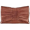 JNB Faux Leather Metallic Quilted Envelope Clutch,Bronze44
