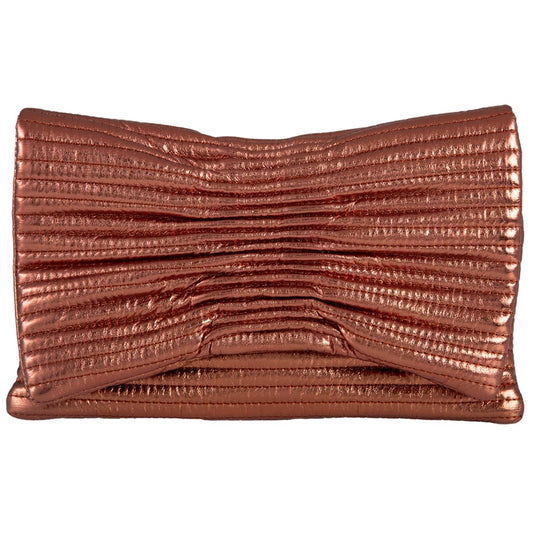 JNB Faux Leather Metallic Quilted Envelope Clutch,Bronze44