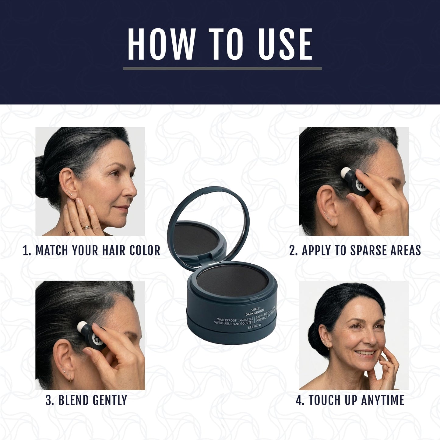 Puggaree Hairline Powder - Root Touch Up Hair Color for Gray Coverage, Bald Spot Concealer Hair Powder for Women & Men, Long-Lasting Root Cover